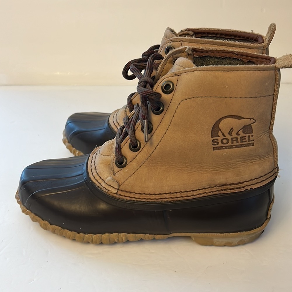 Women’s Sorel Leather Rubber Boots Handcrafted in Canada Wool Lined Size 6 - Picture 7 of 11